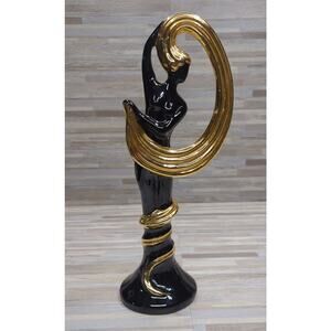 MCM Vintage Vanguard Studios Dancing Model Statue w/22 Karat Gold, Ceramic RARE